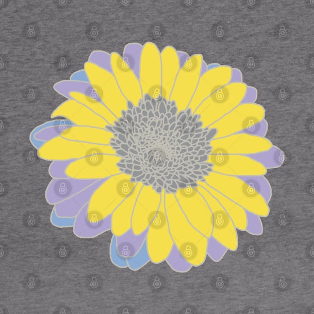 Yellow and Gray Flower Drawing by ellenhenryart